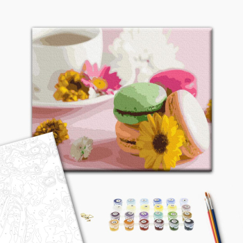 Картина по номерам Натюрморти - Квіткові макаруни