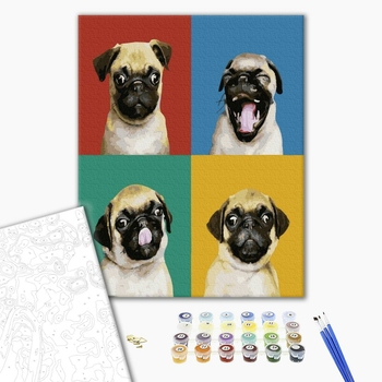 Картина по номерам Авторські колекції - Колаж з мопсом