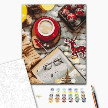 Картина по номерам Затишок, зима, Новий рік, Різдво - Кава на свято