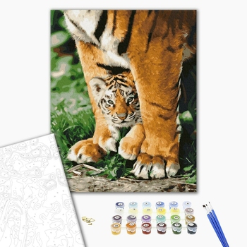 Картина по номерам Тварини, птахи та риби - Тигреня в могучих лапах
