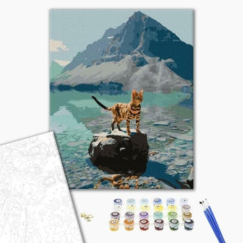 Картина по номерам Тварини, птахи та риби - Кіт оцелот в горах