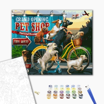 Картина по номерам Тварини, птахи та риби - Собачки їздоки