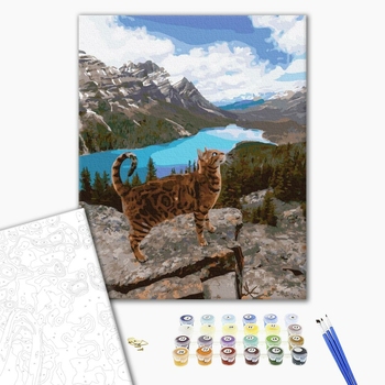 Картина по номерам Тварини, птахи та риби - Кіт оцелот серед гір