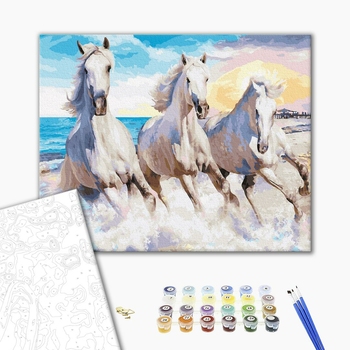Картина по номерам Тварини, птахи та риби - Трійця білих коней