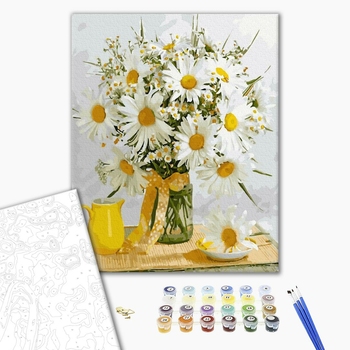 Картина по номерам Квіти - Букет яскравих ромашок