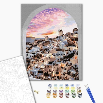 Картина по номерам Города - Вікно в Санторіні