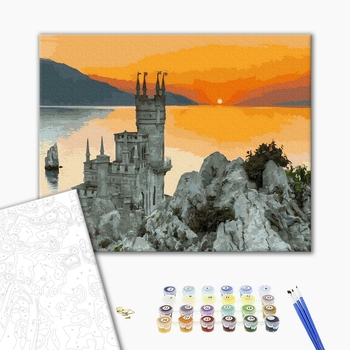 Картина по номерам Українські міста та ландшафти - Ластівчине гніздо на заході сонця