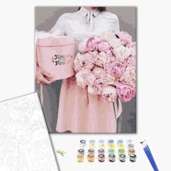 Картина по номерам Квіти - Піони в подарунок