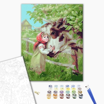 Картина по номерам Діти та ангели - Маша і корівка