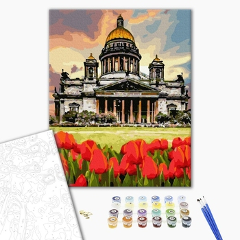 Картина по номерам Пейзажі - Тюльпани біля Берлінського собору
