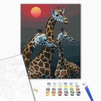 Картина по номерам Тварини, птахи та риби - Жирафи під сонцем