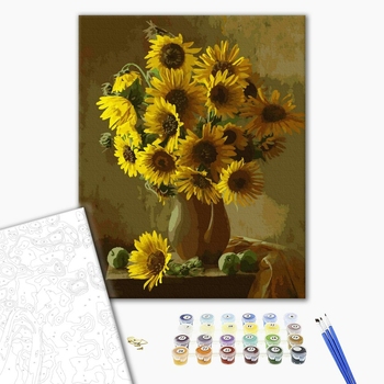 Картина по номерам Квіти - Жовтогарячі соняхи