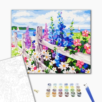 Картина по номерам Пейзажі - Мальви за парканом