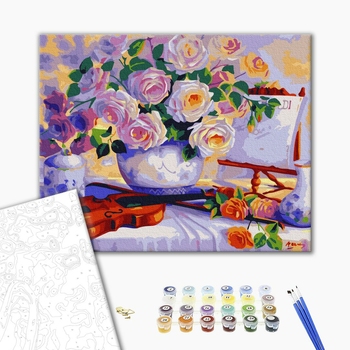 Картина по номерам Квіти - Троянди зі скрипкою
