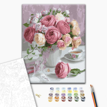 Картина по номерам Квіти - Ніжний букет садових троянд