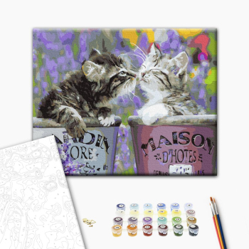 Картина по номерам Тварини, птахи та риби - Котики в горщечках