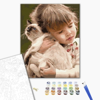 Картина по номерам Діти та ангели - Улюблена киця