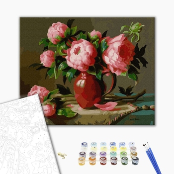 Картина по номерам Квіти - Рожеві садові піони