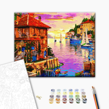 Картина по номерам Пейзажі - Яскраве приморське містечко