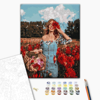 Картина по номерам Авторські колекції - Красуня в квітучому полі