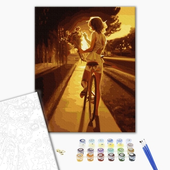 Картина по номерам Люди на картинах - Велопрогулянка на заході сонця