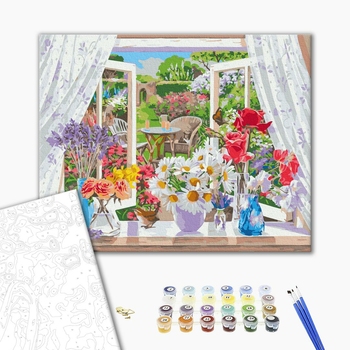 Картина по номерам Квіти - Квіти на підвіконні