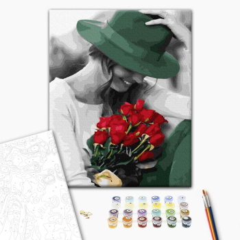 Картина по номерам Люди на картинах - Щаслива леді з квітами