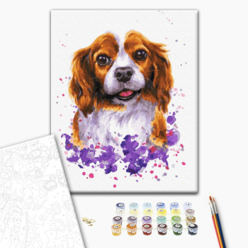 Картина по номерам Тварини, птахи та риби - Собачка в фарбах