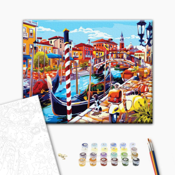 Картина по номерам Города - Яскравий канал з гондолами