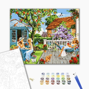 Картина по номерам Люди на картинах - Дівчата на відпочинку в саду