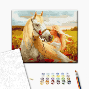 Картина по номерам Люди на картинах - Золотоволоска з конем