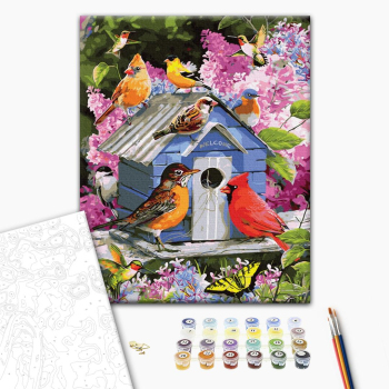 Картина по номерам Тварини, птахи та риби - Пташина годівничка
