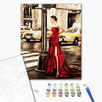 Картина по номерам Люди на картинах - Дівчина і жовте таксі