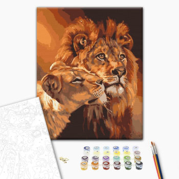 Картина по номерам Тварини, птахи та риби - Закохані леви
