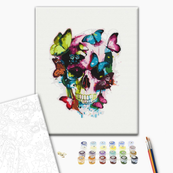 Картина по номерам Поп Арт - Череп з метеликами