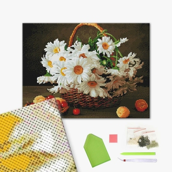 Алмазна мозаїка 40х50 - Ромашки в корзині