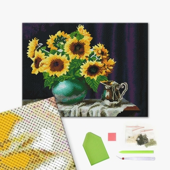 Алмазна мозаїка 40х50 - Натюрморт з соняшниками