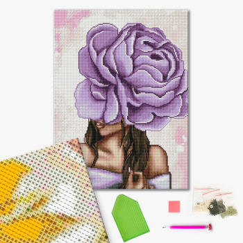 Алмазна мозаїка 40х50 - Фіолетовий піон