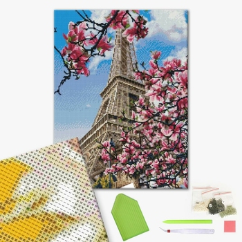 Алмазна мозаїка 40х50 - Париж в магноліях