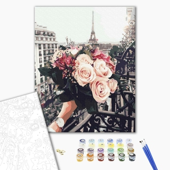 Картина по номерам Города - Букет троянд в Парижі