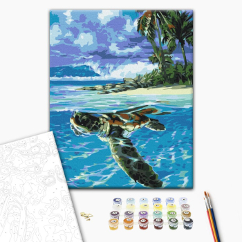 Картина по номерам Тварини, птахи та риби - Tropical turtle