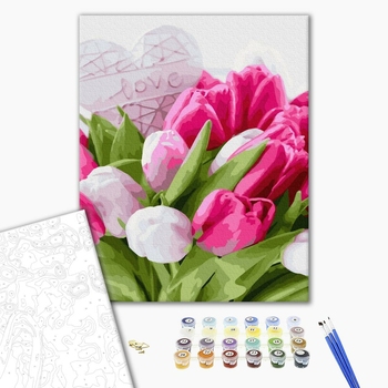 Картина по номерам Квіти - Тюльпани з любов'ю