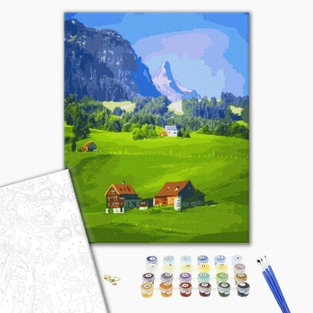 Картина по номерам Пейзажі - Селище в горах