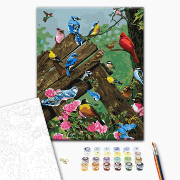 Картина по номерам Тварини, птахи та риби - Різнобарвні пташечки