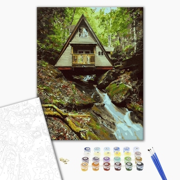 Картина по номерам Пейзажі - Будиночок в лісі