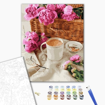 Картина по номерам Квіти - Піони в корзинці