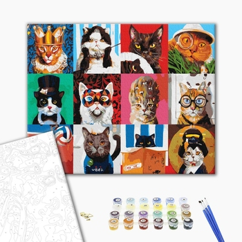 Картина по номерам Тварини, птахи та риби - Кото-колаж