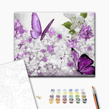 Картина по номерам Тварини, птахи та риби - Бузкові метелики