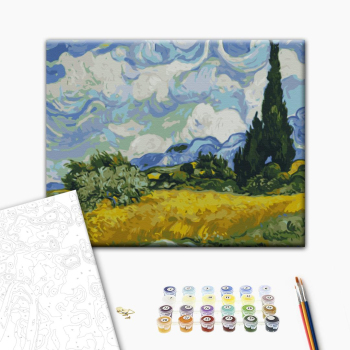 Поле із зеленою пшеницею і кипарисом. Вінсент Ван Гог