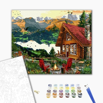 Картина по номерам Пейзажі - Будиночок в горах